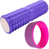 Strauss Grid Foam Roller, 33cm (Purple) and Yoga Wheel (Purple)